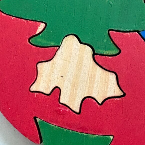 Santa Sleigh Jigsaw Puzzle Block Wood Handcrafted Christmas Figurine 3D Vintage - Picture 11 of 15